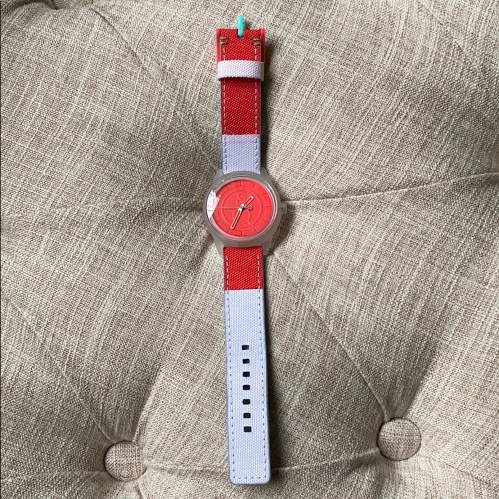 Q&Q Smile Solar Watch - red and blue